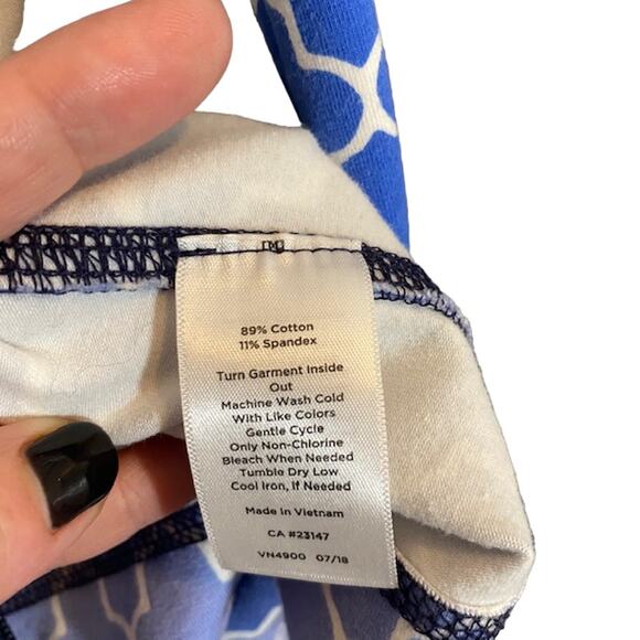 T By Talbots Blue Ombre Geo Cotton Blend Long Sleeve Full Zip Jacket Women Sz S - Picture 11 of 12